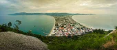 Panorâmica do topo da trilha do Morro do Macaco vista para Canto Grande e Mariscal em Bombinhas - Julho de 2019
